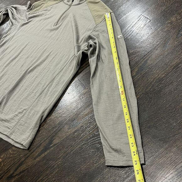 Kuhl Stellr 1/4 Zip Pullover Top Men XL Green Taupe Merino Wool Hunting Stretch - Picture 9 of 9